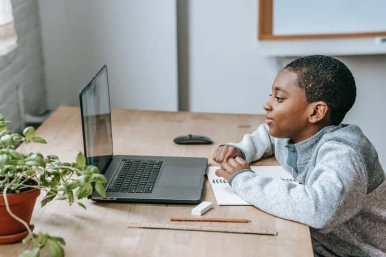 boy watching animated video