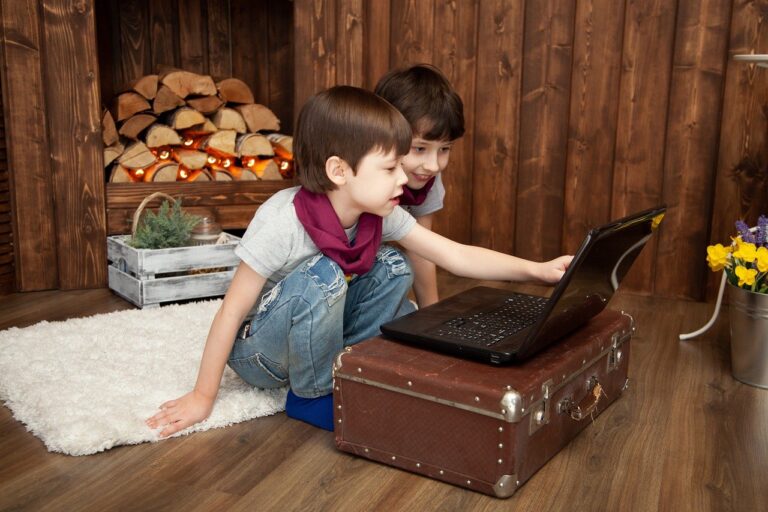 kids watching a video