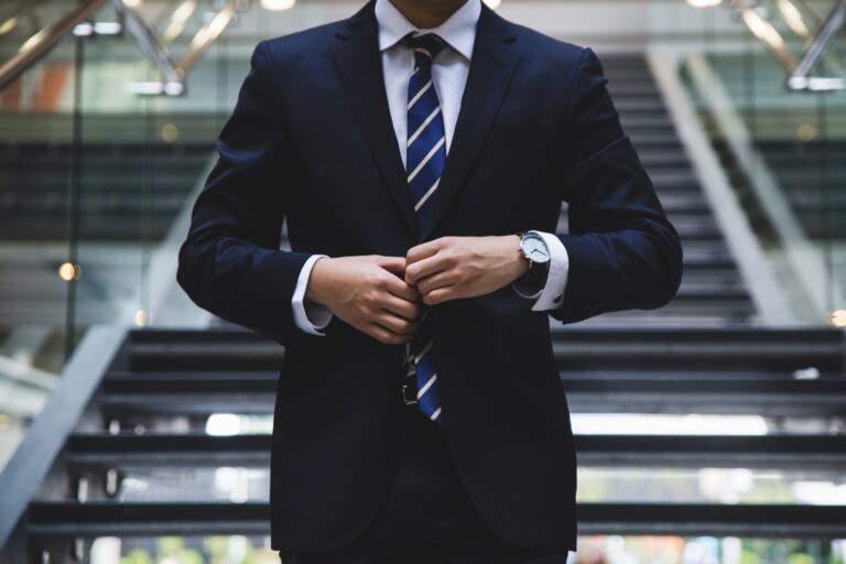 person wearing a corporate suit