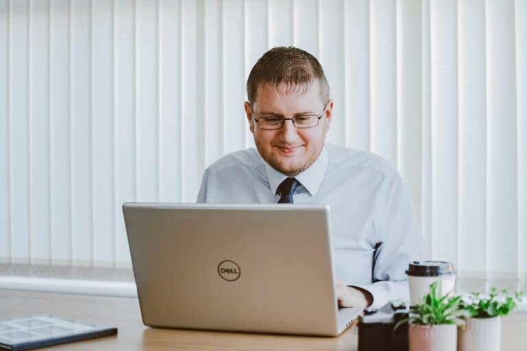 man working on laptop